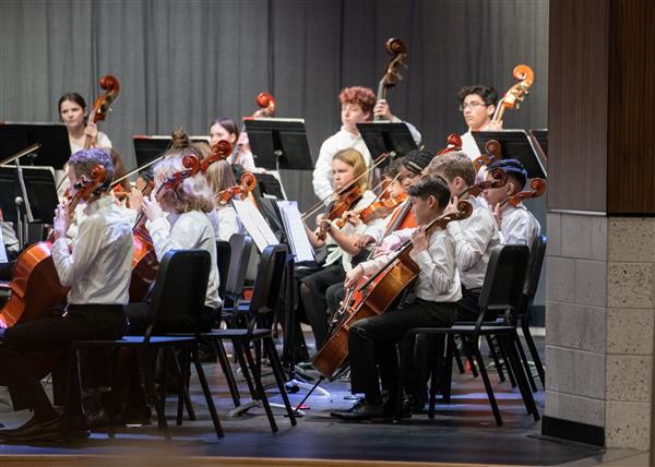 Students performing at the 2023-2024 All County Orchestra Concert
